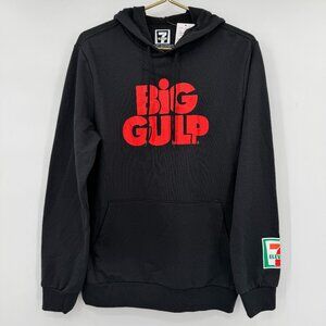 7-Eleven Big Gulp Black Hoodie Pullover Logo Graphic Sweatshirt Mens Small NWT